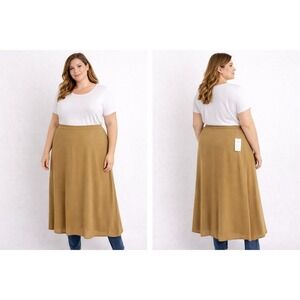 Eileen Fisher Womens Silk Georgette Skirt Large Gold Mustard Minimalist Luxury
